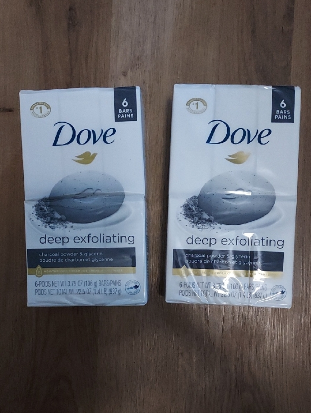 New DOVE Deep Exfoliating Bar Soap  Charcoal & Glycerin 12 Bars Total